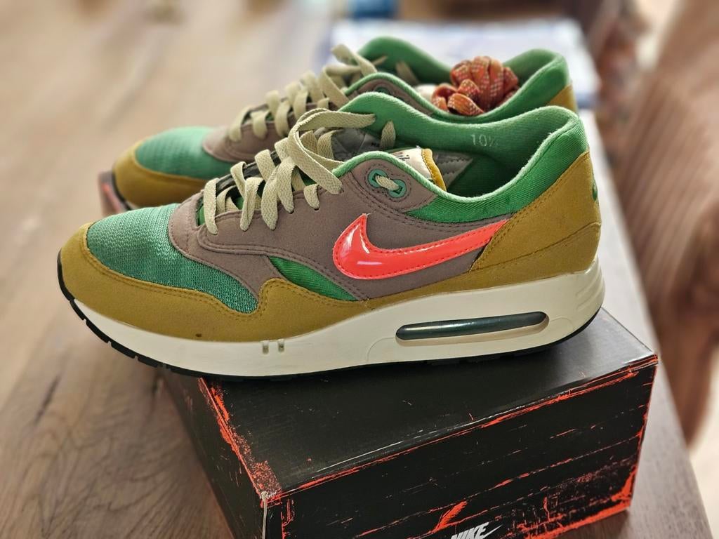 Nike Air Max 1 '86 OG Big Bubble - Groen/Geel/Oranje Mt 44,5, Kleding | Heren, Schoenen, Ophalen of Verzenden, Zo goed als nieuw