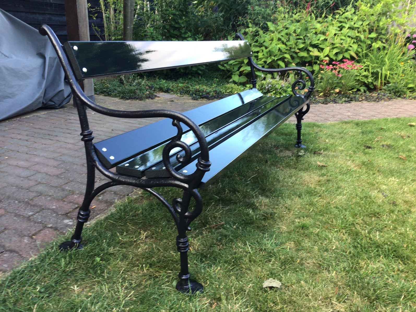 Tuinbank parkbank grachtengroen lengte 185 cm, Ophalen, Zo goed als nieuw, Hout