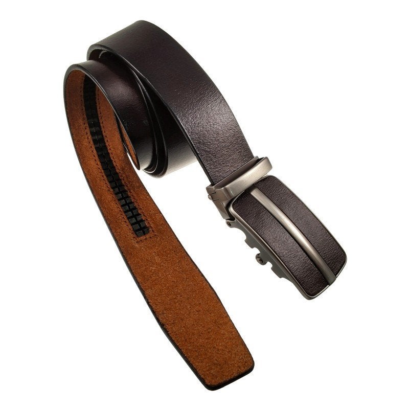 Automatische Riem Heren Echt Leer Verstelbare Donkerbruin, Kleding | Heren, Riemen en Ceinturen, Verzenden, Echt leder, 105 tot 115 cm