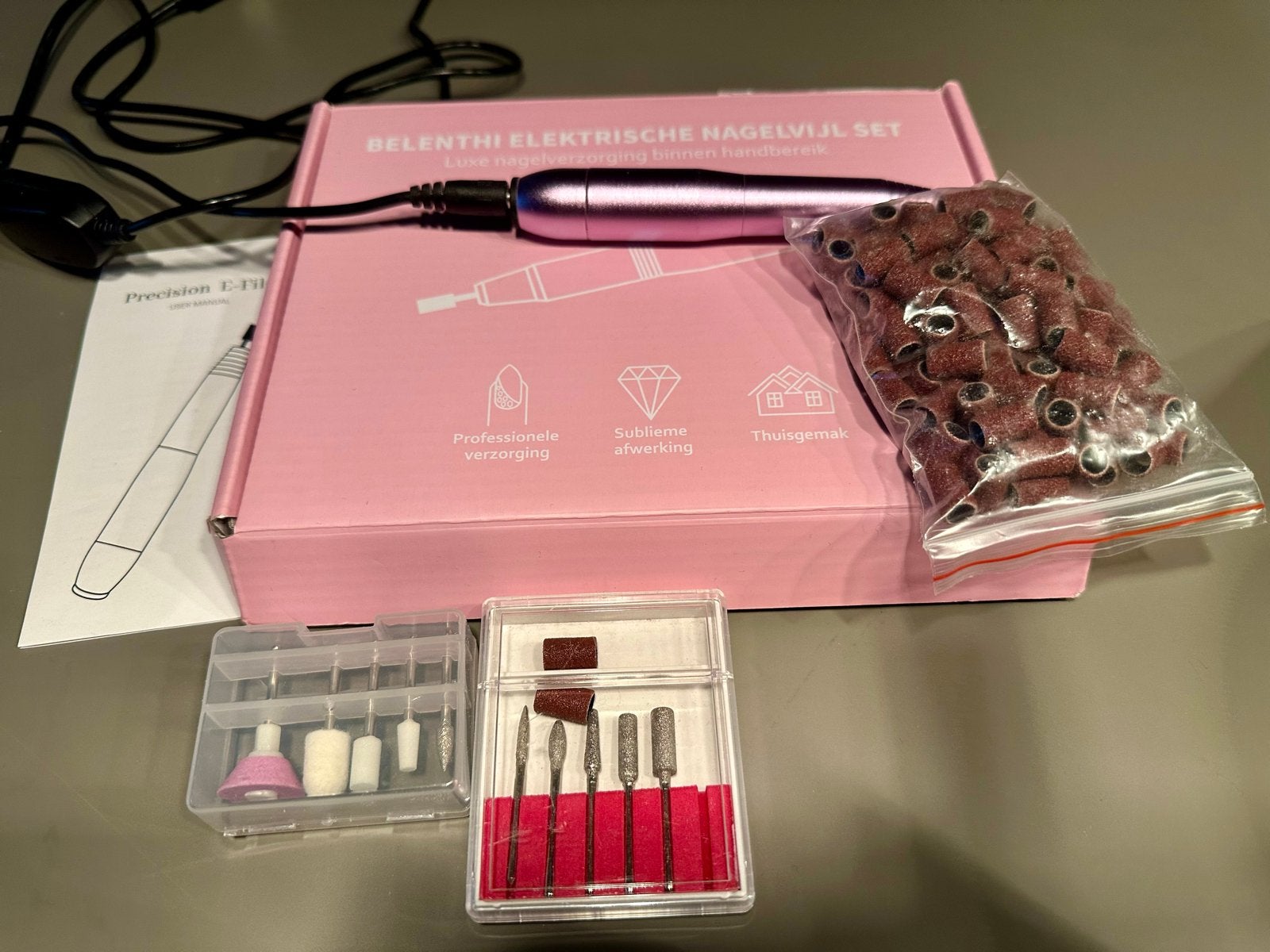 BELENTHI Elektrische Nagelvijl Set - 1x gebruikt, Ophalen of Verzenden, Nieuw, Gehele gezicht, Verzorging