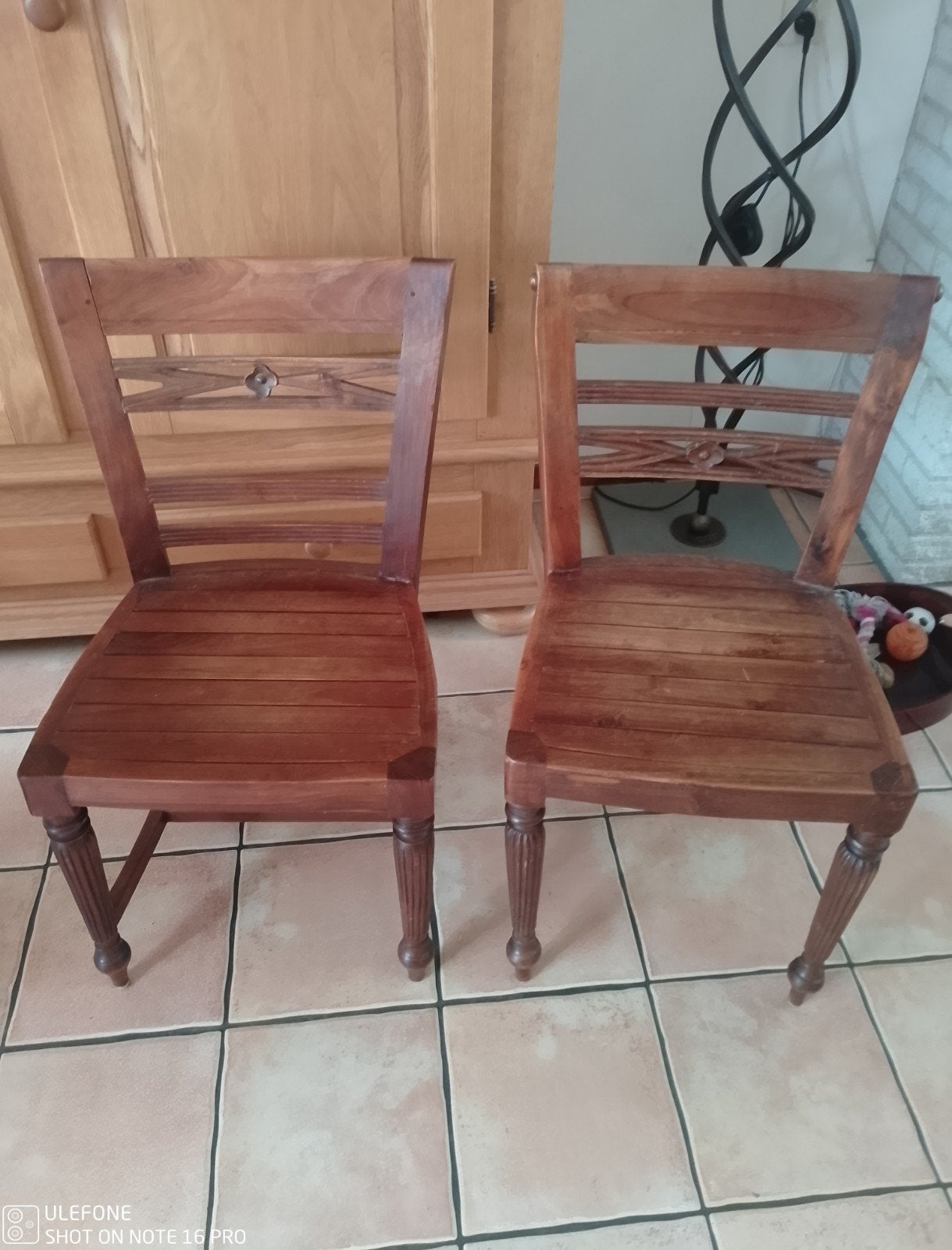 Koloniale eetkamer stoelen., Huis en Inrichting, Ophalen, Gebruikt, Bruin, Koloniaal