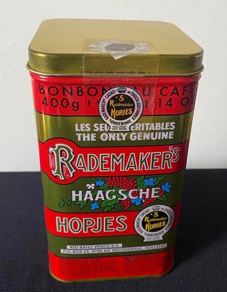 Blik van Rademakers Haagsche Hopjes. 400 gr. Hoogte 15 cm., Ophalen of Verzenden, Zo goed als nieuw, Overige, Overige merken