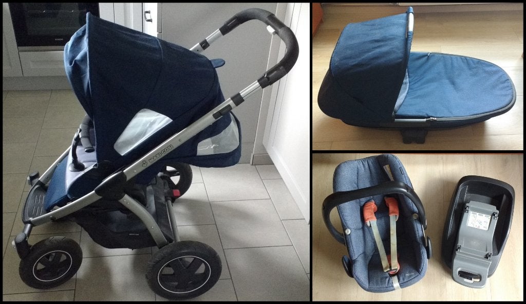 Maxi-Cosi Mura kinderwagen + reiswieg + Pebble + Familyfix, Ophalen, Zo goed als nieuw, Combiwagen, Verstelbare duwstang