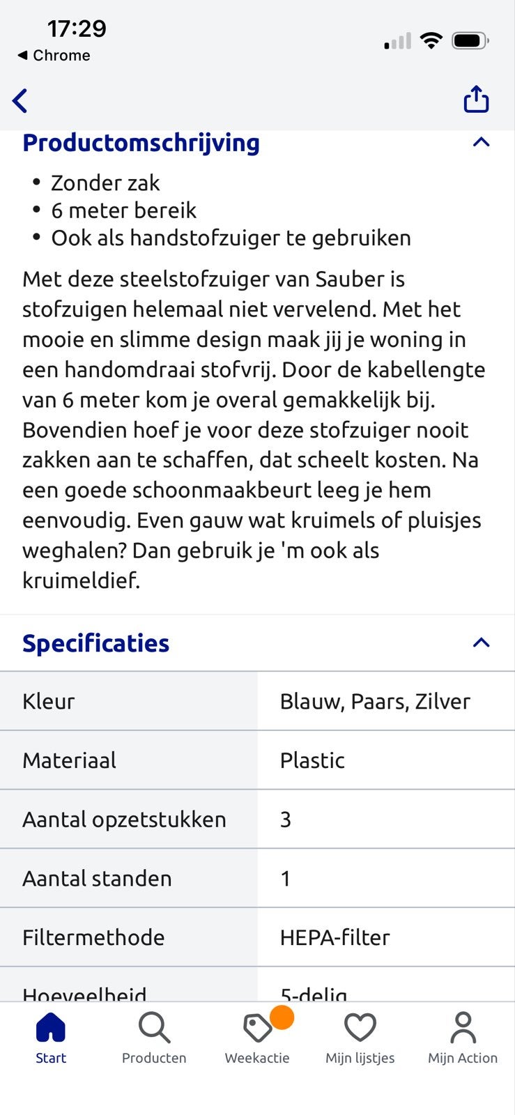 Sauber Steelstofzuiger met kruimeldief functie, Ophalen, Gebruikt, Reservoir, Steelstofzuiger