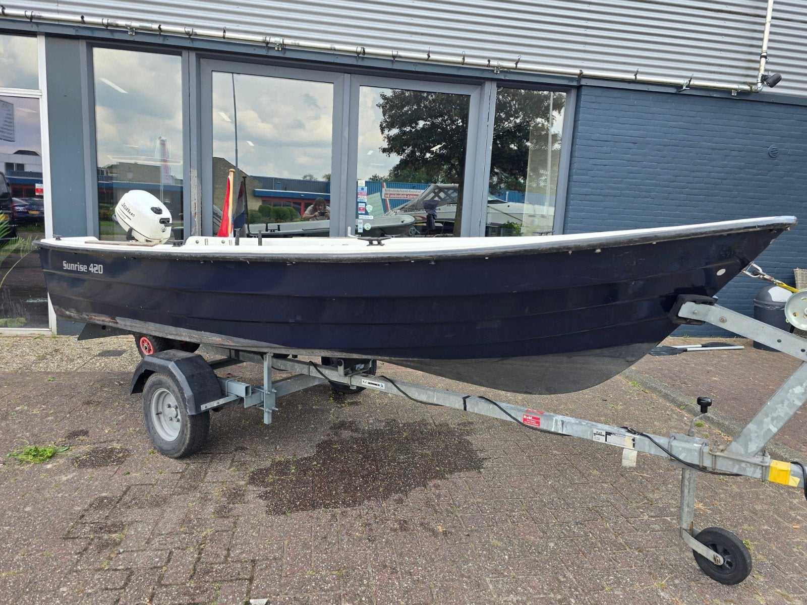 Sunrise 420 Sloep Johnson 5pk 4 takt BBM met Kalf trailer, Watersport en Boten, Overige merken, Gebruikt, 4 m, 5 pk