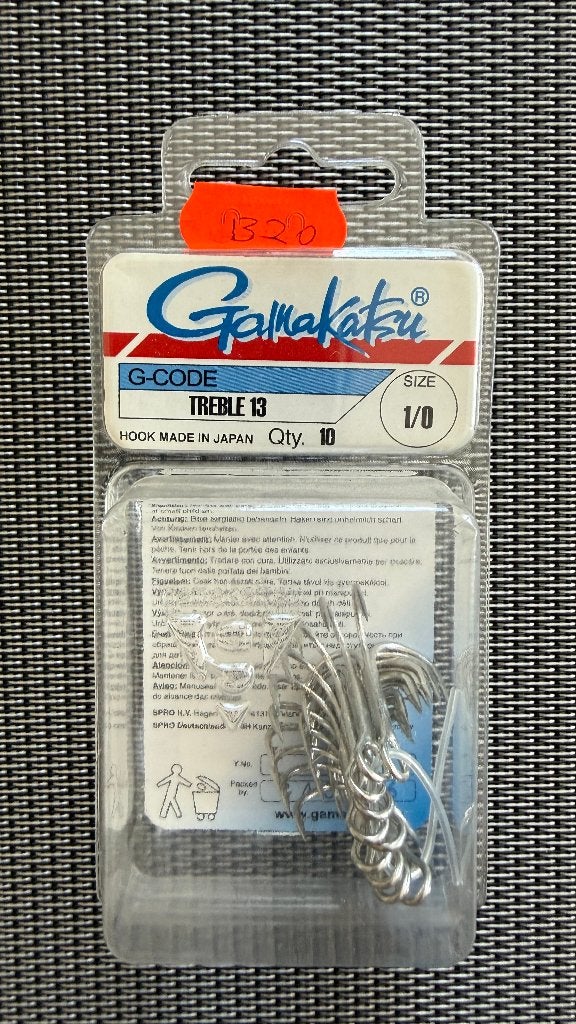 Gamakatsu Treble 13 Maat 1/0-10 stuks - Nieuw. (B20), Ophalen of Verzenden, Nieuw, Haak