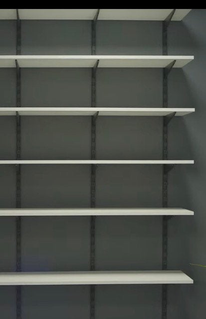 Zilvergrijze Stelling 5 Wandplanken F rails b 210 d 60, Ophalen, Zo goed als nieuw