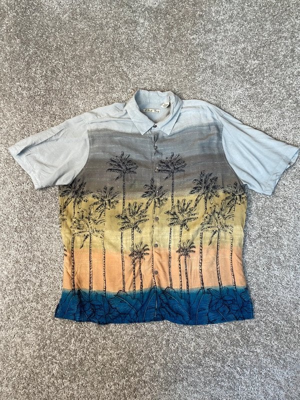 Hawaii Overhemd Heren XXL Lichtgrijs Batik Bay Palmbomen Tro, Ophalen of Verzenden, Zo goed als nieuw, Hawaii