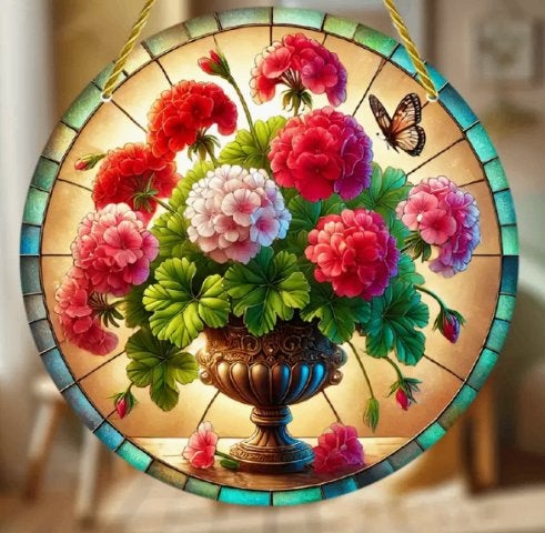 Raamhanger pot met Geraniums, Ophalen of Verzenden, Nieuw