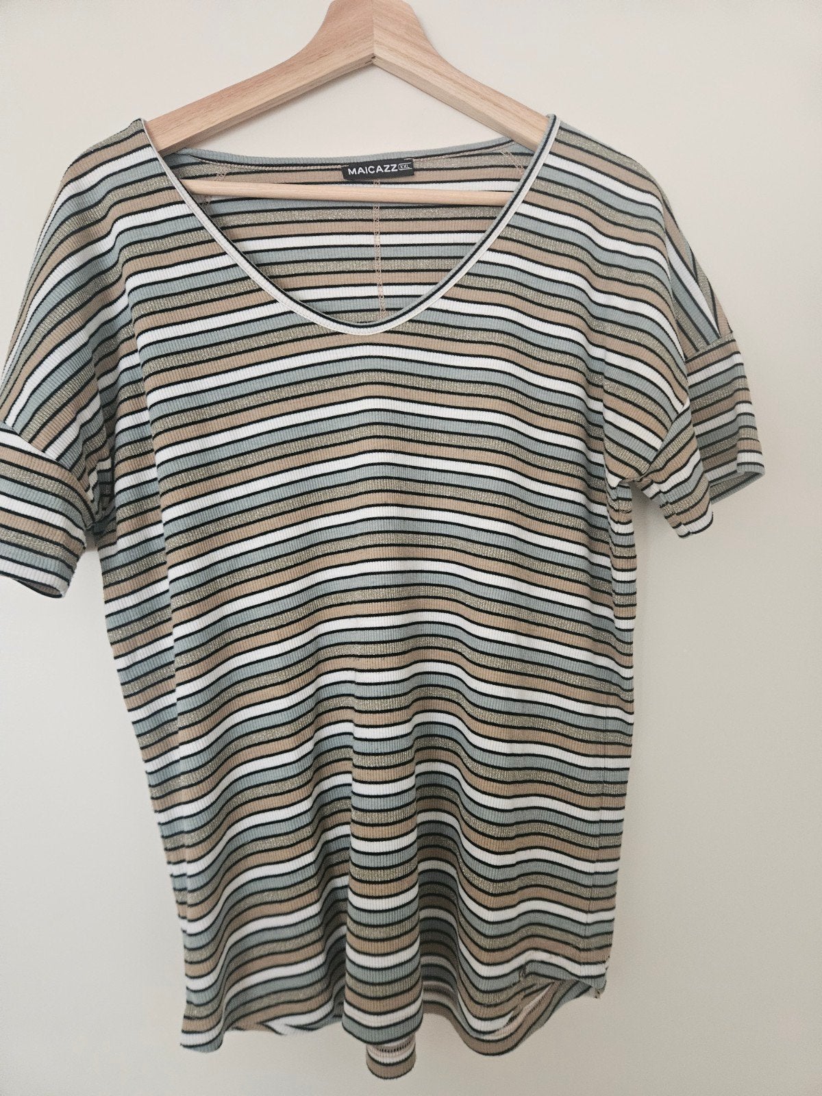MAICAZZ gestreept T-shirt maat XXL, Beige, Maat 46/48 (XL) of groter, Ophalen of Verzenden, Zo goed als nieuw