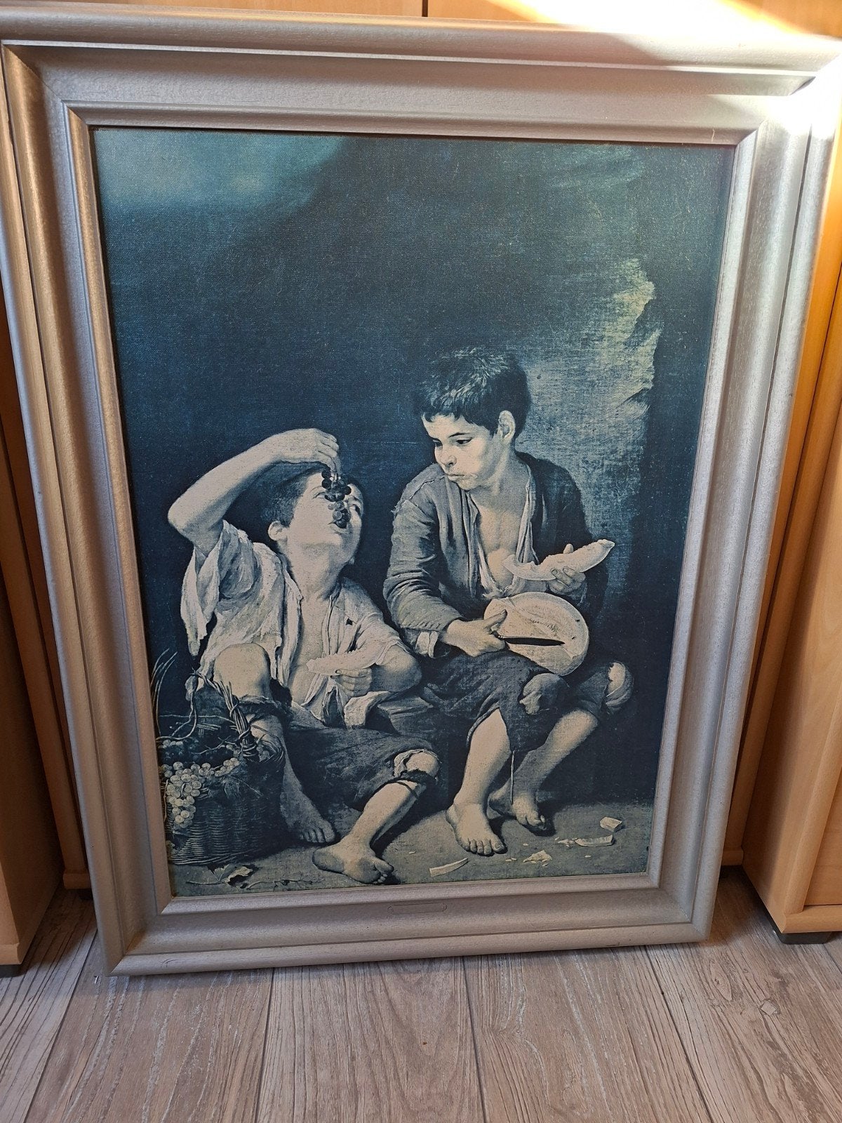 Klassiek schilderij: Twee jongens met druiven, Antiek en Kunst, Kunst | Schilderijen | Klassiek, Ophalen, Portret of Personen