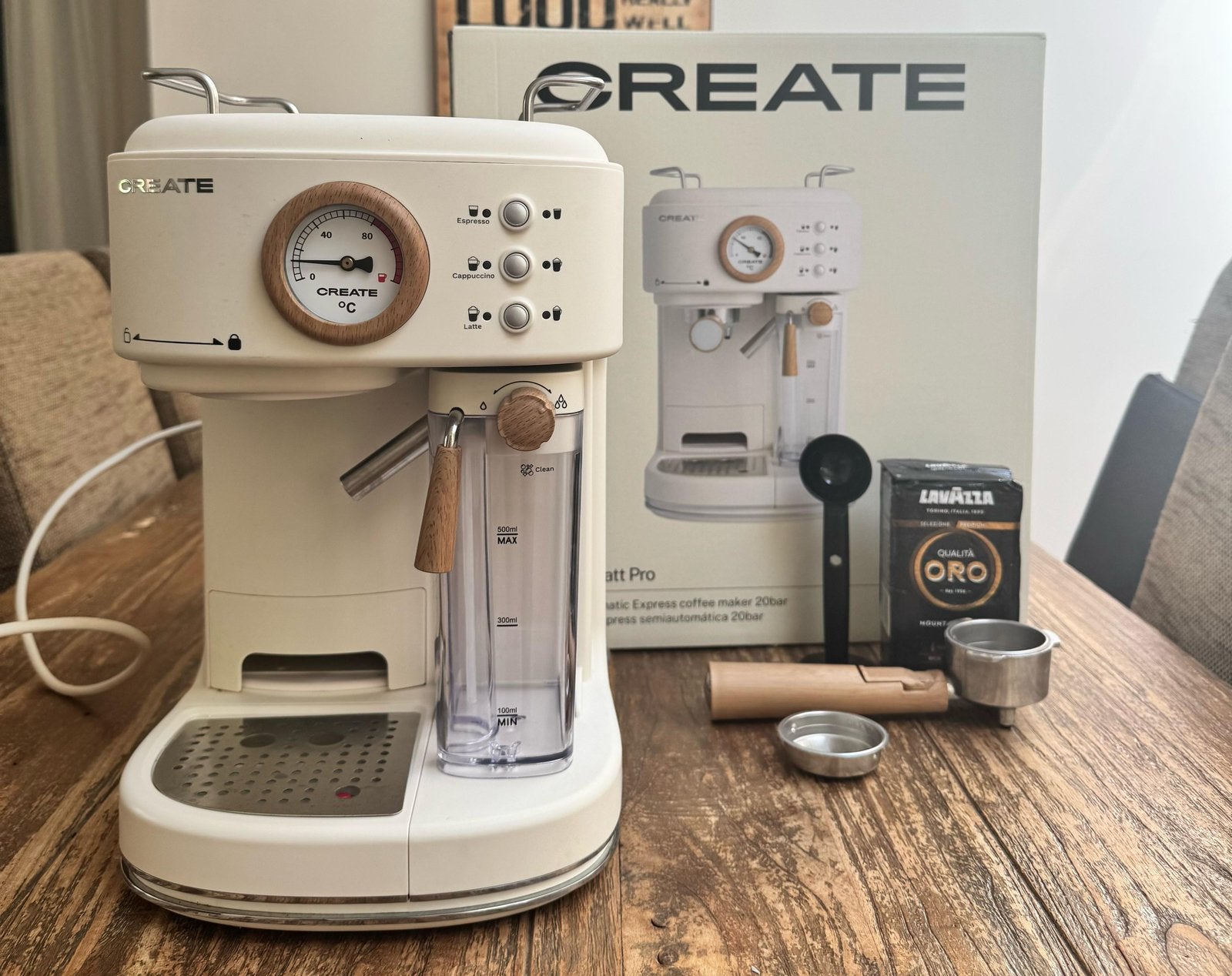 Halfautomatische espressomachine van Create, Ophalen, Afneembaar waterreservoir, Espresso apparaat, Gemalen koffie