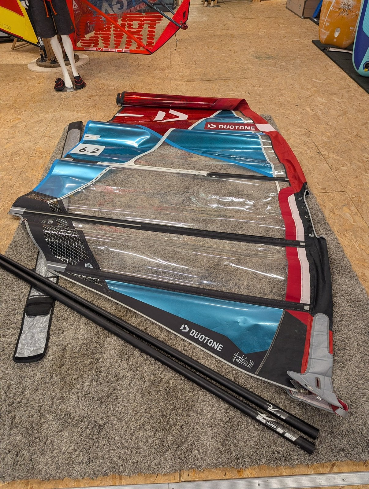 Duotone e type 6.2 m inclusief mast, Watersport en Boten, Windsurfen, Duotone, 5 tot 6.5 m², Ophalen of Verzenden, Duotone