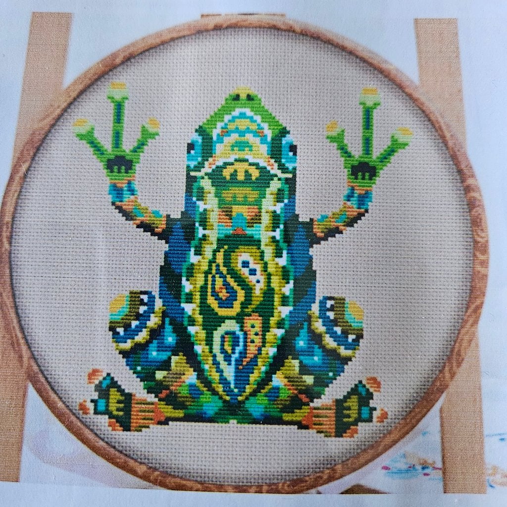 Borduur pakket gekleurde kikker, 14ct, DIY, Cadeau, Creatief