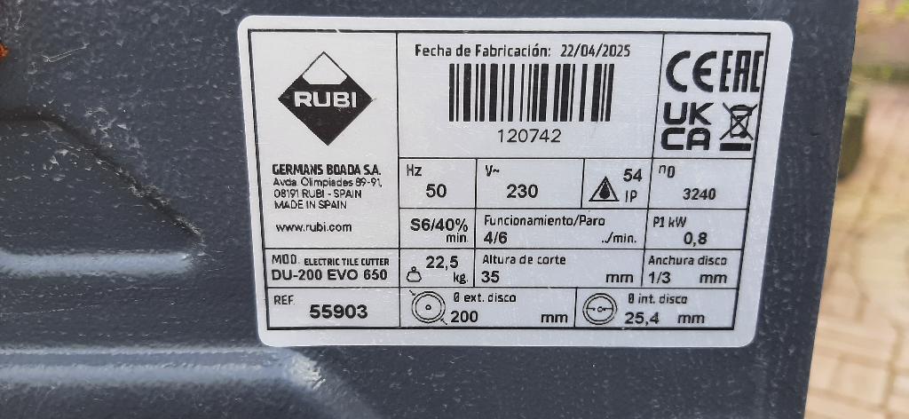 tegelzaagmachine Rubi 650, Ophalen, Gebruikt, Overige typen, 600 tot 1200 watt