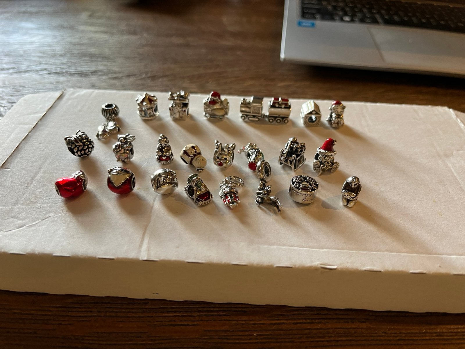 Pandora kerstbedels. 5dec tip., Sieraden, Tassen en Uiterlijk, Ophalen of Verzenden, Zo goed als nieuw, Zilver, Pandora