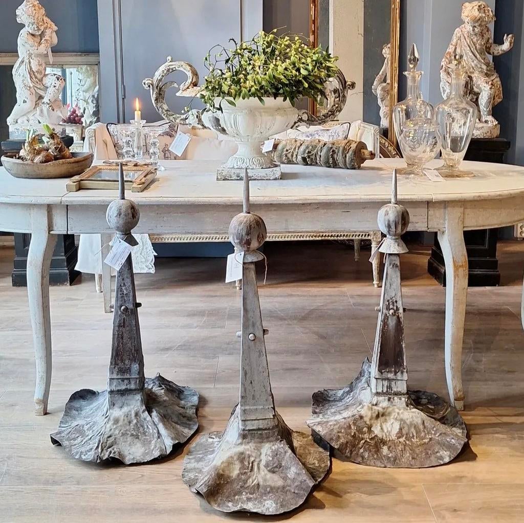 Set van 3 Antieke Franse Zinken Pinakels met Loden Kap, Antiek en Kunst, Ophalen