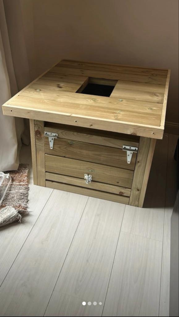 Houten Yoni Steam Kruk - V-Steam Stoel, 50 tot 75 cm, Vierkant, Overige houtsoorten, 50 tot 100 cm