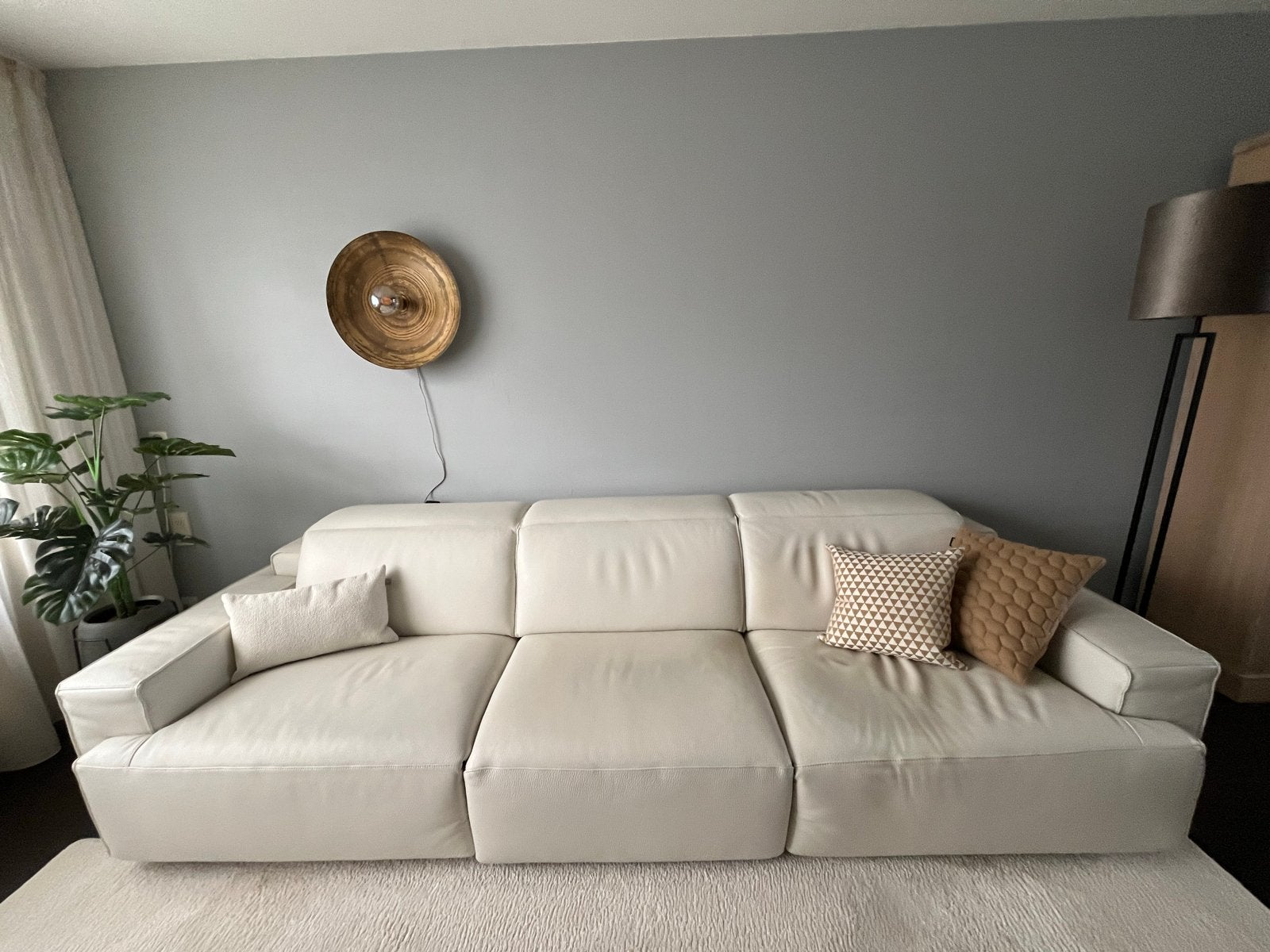 Moderne Natuzzi leren bank - 3.00m, elektrisch verstelbaar, Ophalen, Minder dan 75 cm, 300 cm of meer, Leer