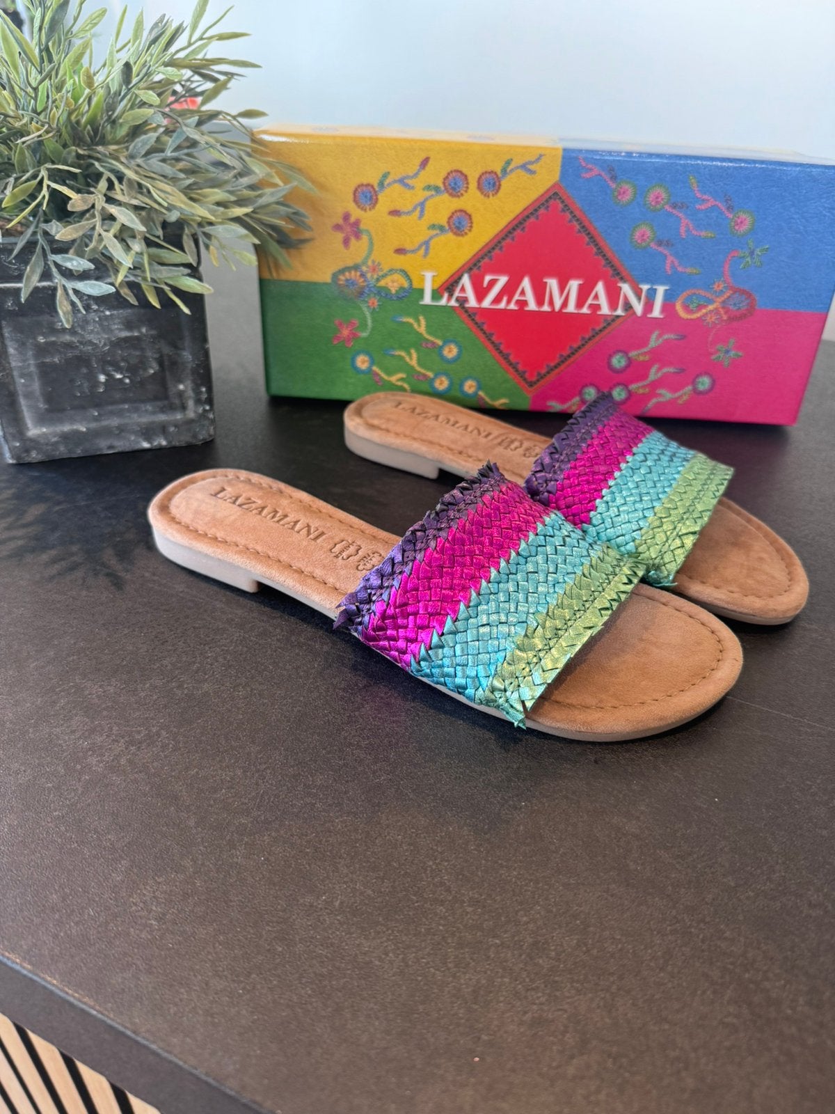LAZAMANI slippers blue multicolor nieuw! UITVERKOCHT!, Slippers, Overige kleuren, Ophalen of Verzenden, X