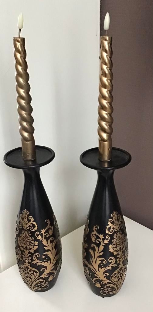 2 barok stijl kaarsenhouders met kaarsen, Ophalen