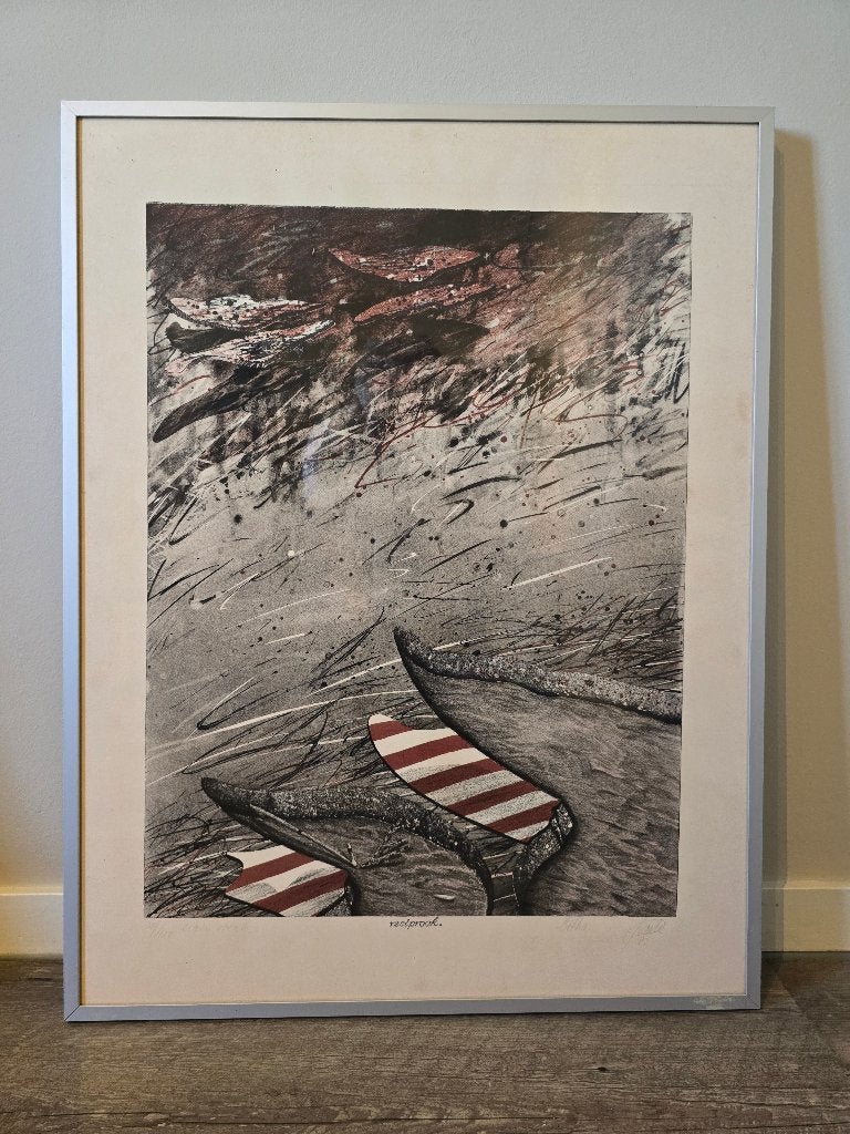 Lithografie van Wim Jonkman, Ophalen, 1950 - 1999, Origineel, 67 cm