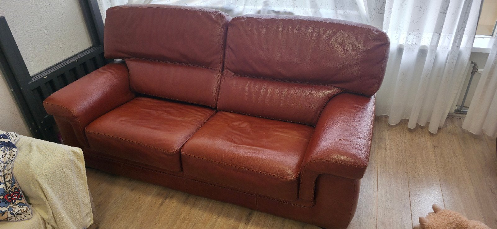 Comfortabel 2- en 3-persoons bankstel van leer, Ophalen, Gebruikt, Tweepersoons, Leer