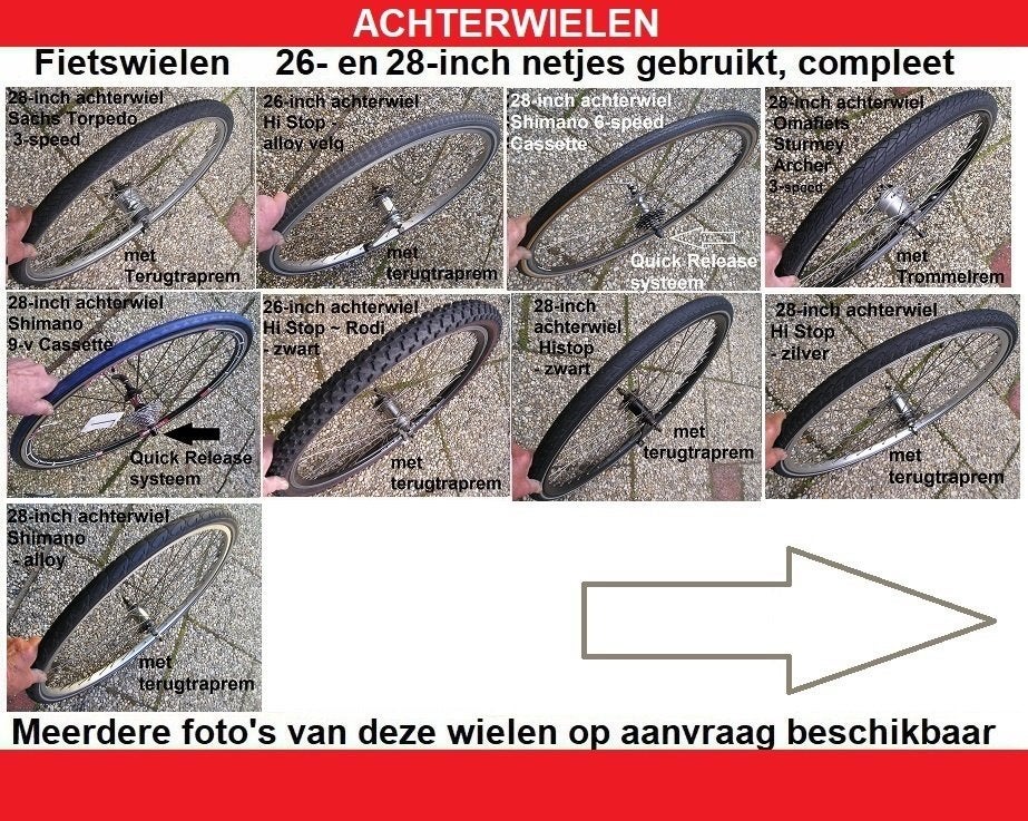 Fiets achterwielen 26- en 28-inch gebruikt compleet met band, Fietsen en Brommers, Ophalen, Gebruikt, Band