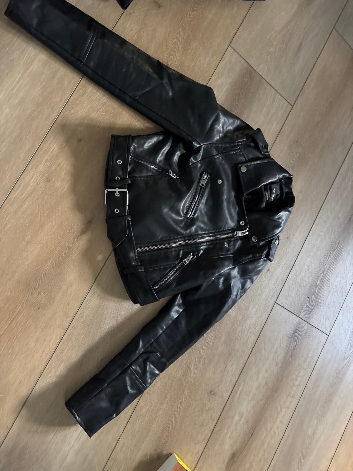 Pull&Bear Zwart Imitatie Leren Bikerjack Maat XS, Ophalen of Verzenden, Zo goed als nieuw, Maat 34 (XS) of kleiner, Zwart