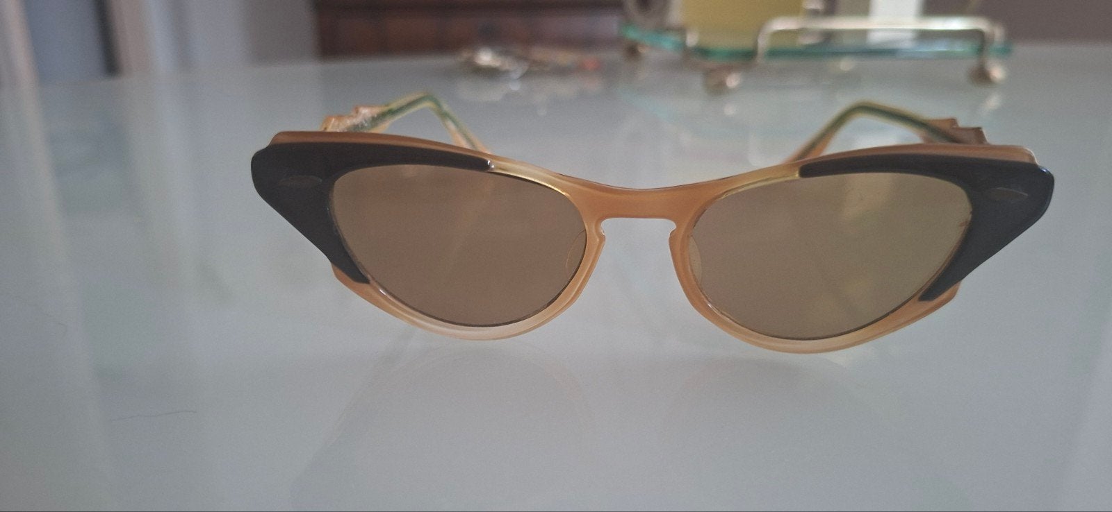 Bausch & Lomb Cat Eye Zonnebril Jaren '50 Vintage, Overige merken, Gebruikt, Zonnebril, Bruin