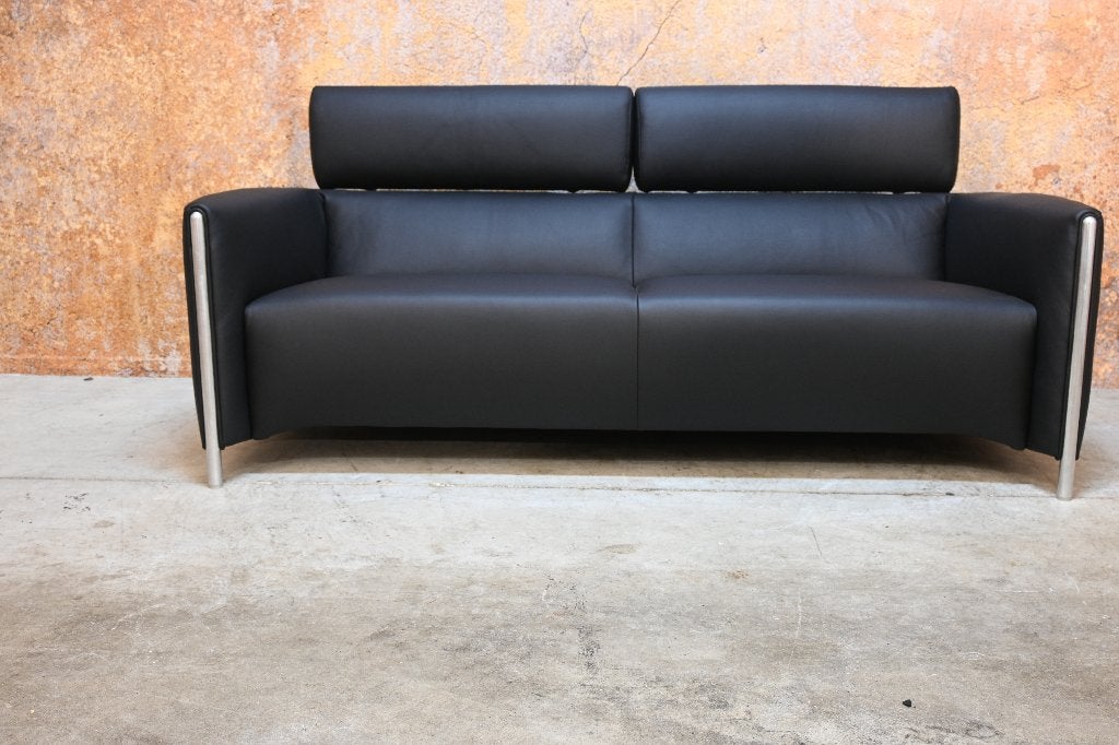 NIEUW beklede zwarte leren Leolux Goncharov design bank, Leolux gelderland harvink rolf benz jori design on stock montis, Leolux