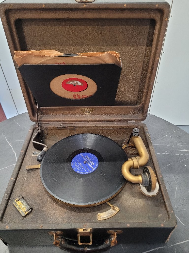 Pathefoon + 20 x 78 toeren platen, Antiek en Kunst, Ophalen of Verzenden