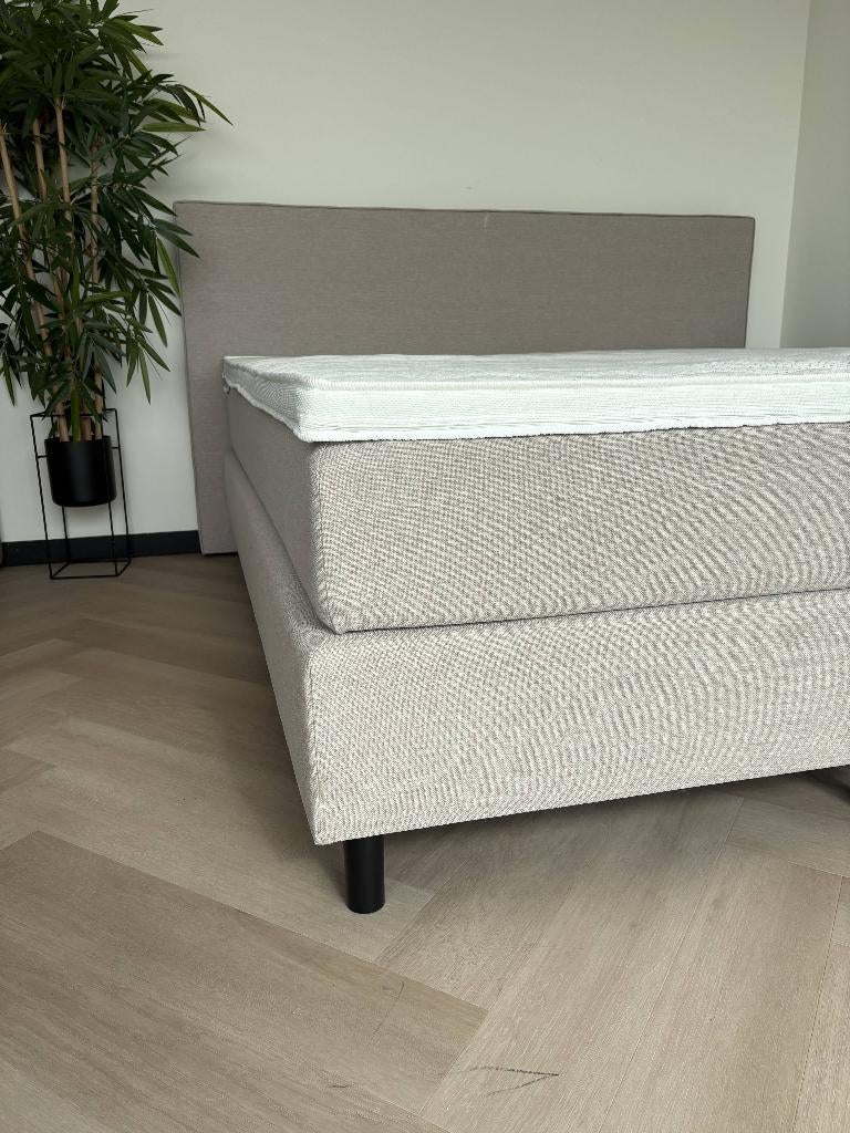 LUXE BOXSPRING 180 x 200 BEIGE | MEEVERENDE BOXEN., Huis en Inrichting, Beige, Ophalen of Verzenden, 180 cm, 200 cm