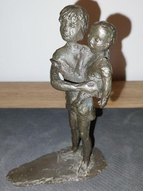 Prachtig Bronzen Beeldje "Zorgzaam" – Corry Ammerlaan (CAN), Antiek en Kunst, Minder dan 20 cm, Handgemaakt, Ophalen of Verzenden
