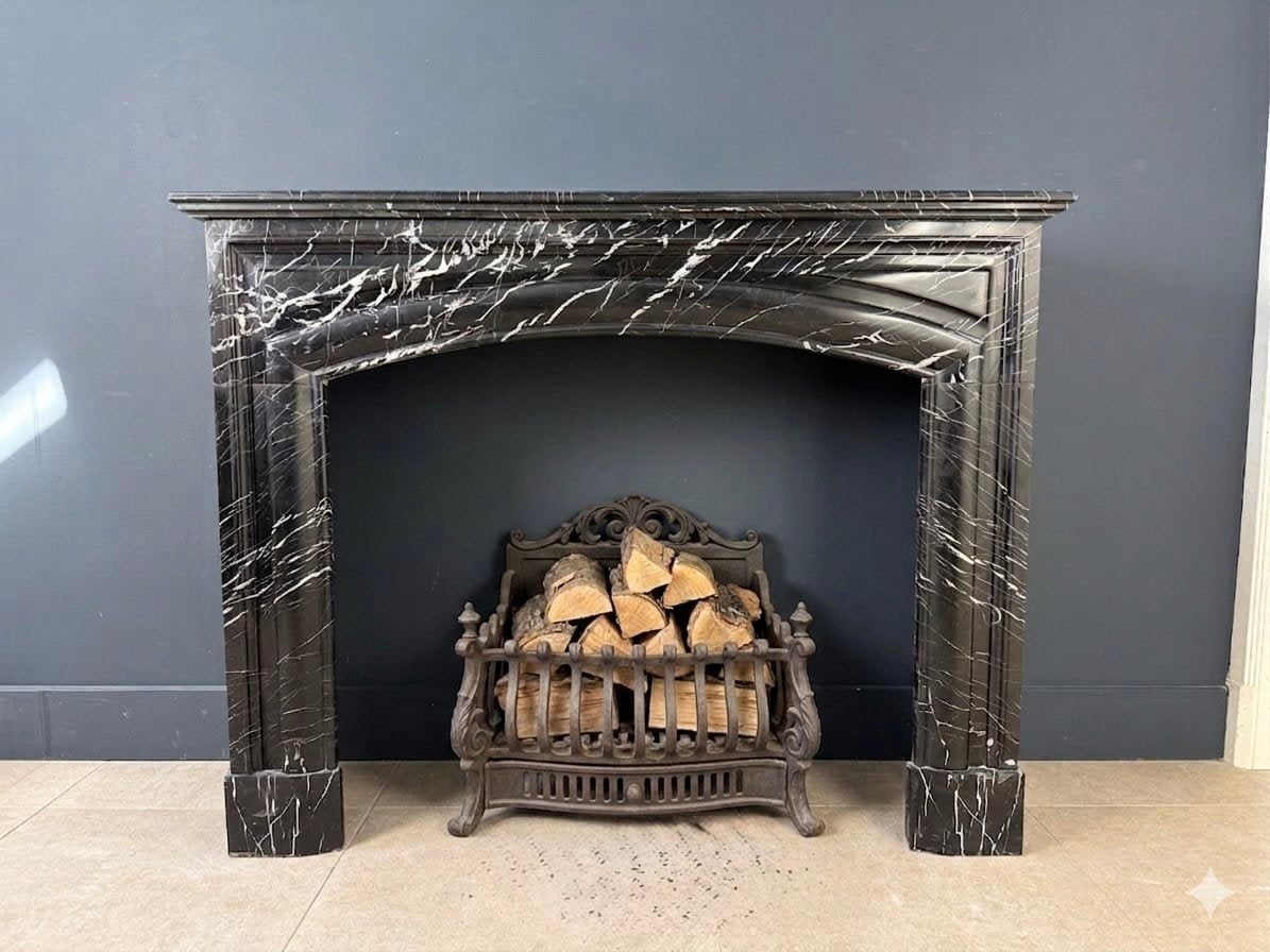 Strakke Antieke Art Deco schouw in Nero Marquina Marmer, Gebruikt, Koningsveldestraat 3, Info@renzovanengelen.com, Ophalen of Verzenden
