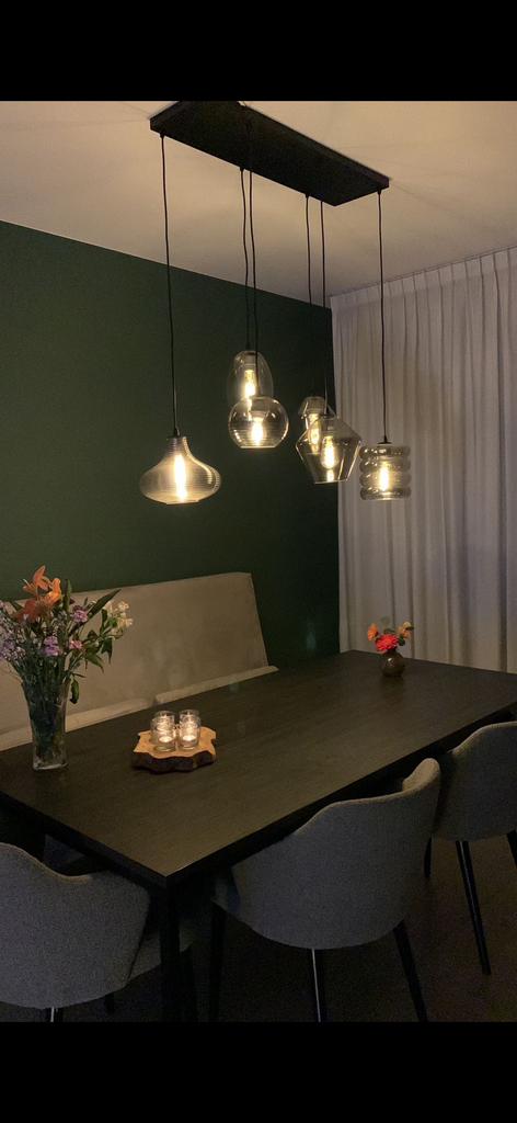 TE KOOP: Luxe eetkamer set – 3 stoelen + eetbank, Ophalen, Zo goed als nieuw, Minder dan 4 stoelen