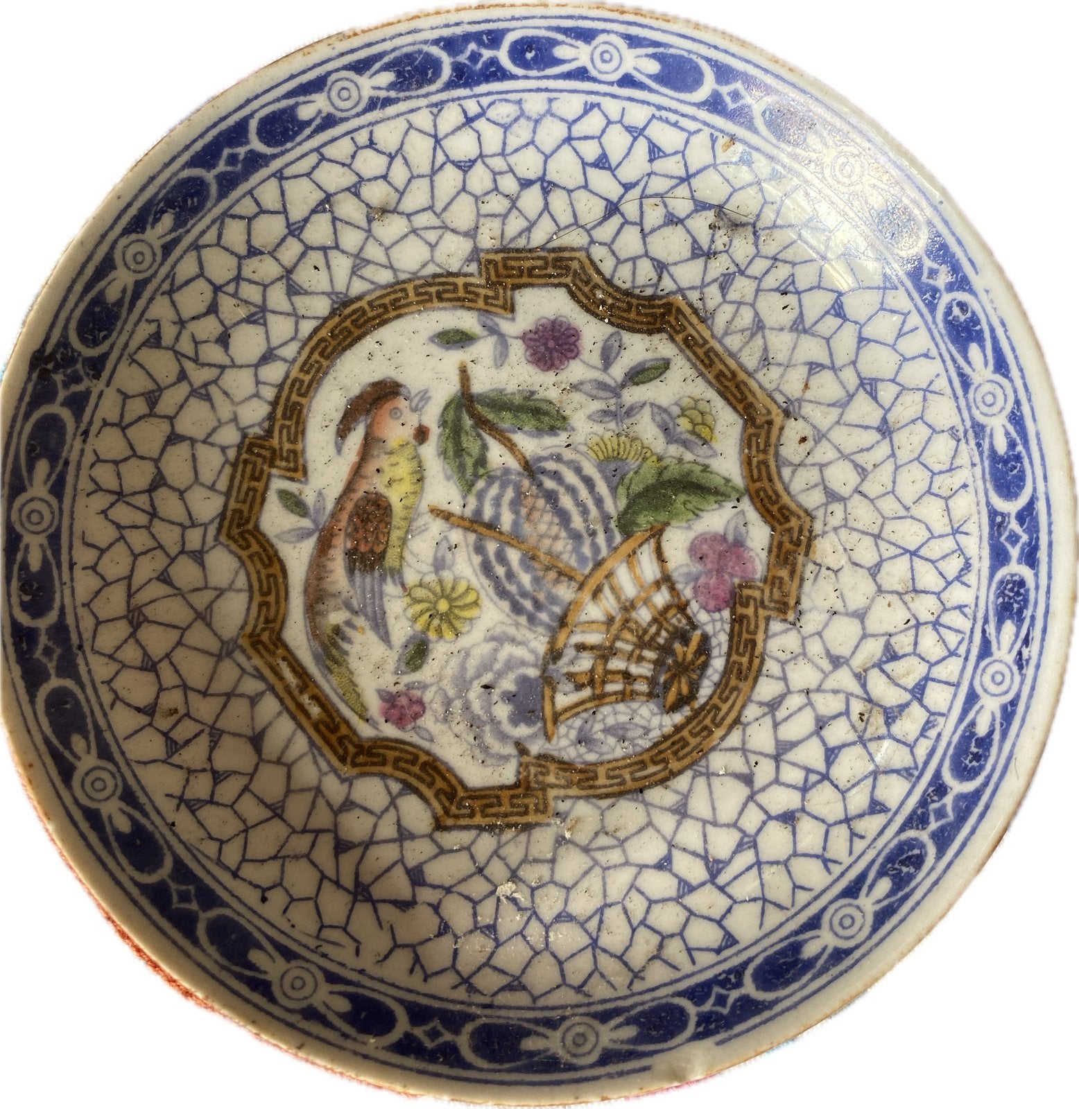 Art Nouveau schoteltje 'Cracked Ice' blauw-wit, Antiek en Kunst, Antiek | Porselein, Ophalen