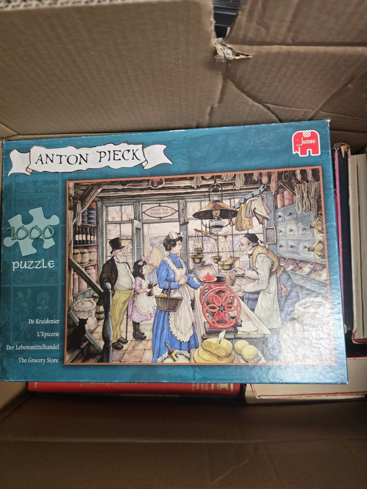 Anton Pieck Jumbo Legpuzzel - De Kruidenier (1000 stukjes), Hobby en Vrije tijd, Ophalen of Verzenden, 500 t/m 1500 stukjes, Gebruikt