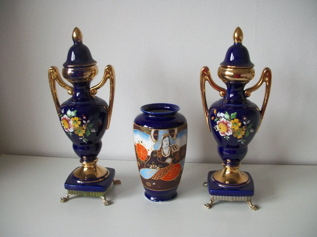 2x Japanse Vaas - Kaststel - Blauw - Mooie decoratie, Ophalen of Verzenden