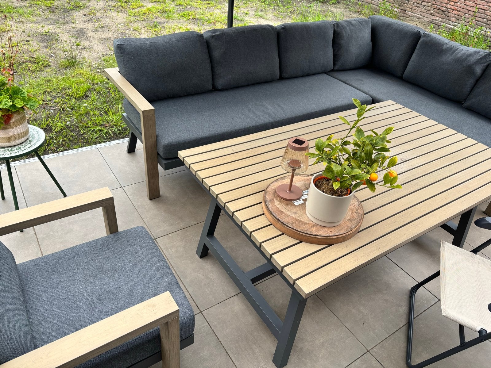 Loungeset Garden Impressions Diner set, Morgana, inc kussens, Ophalen, 5 zitplaatsen, Gebruikt, Aluminium
