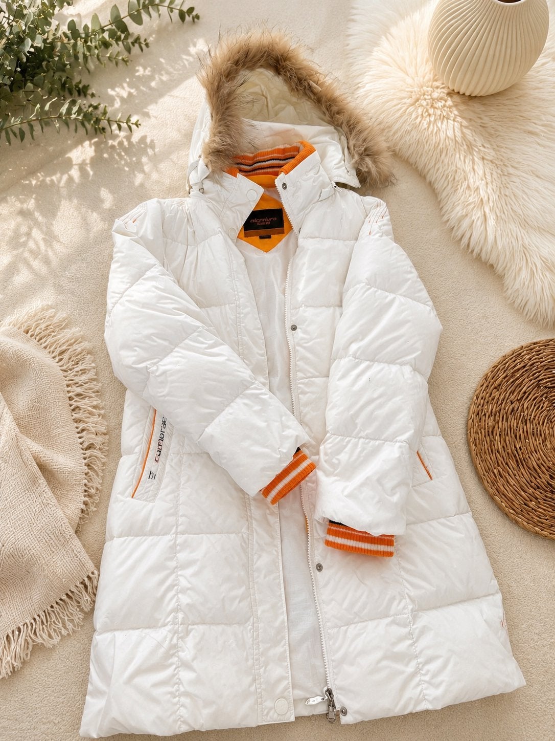 White Long Puffer Winter Coat with Faux-Fur Hood, Kleding | Dames, Huispakken, Ophalen, Gedragen, Maat 34 (XS) of kleiner, Wit