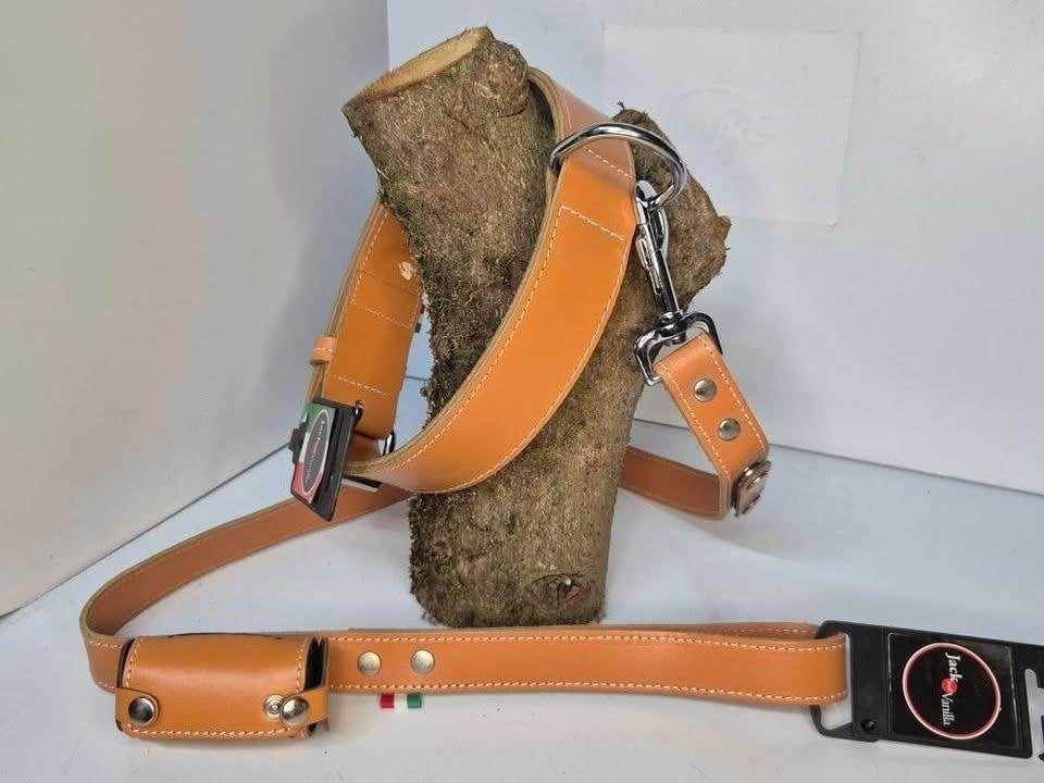 Luxe NIEUWE halsband met riem set echt leer leder J&V mt: XL, Ophalen, Nieuw