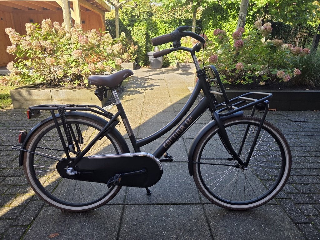 Zeer nette Cortina transportfiets, mat zwart, 24 inch, Ophalen, Terugtraprem, 24 inch, Versnellingen