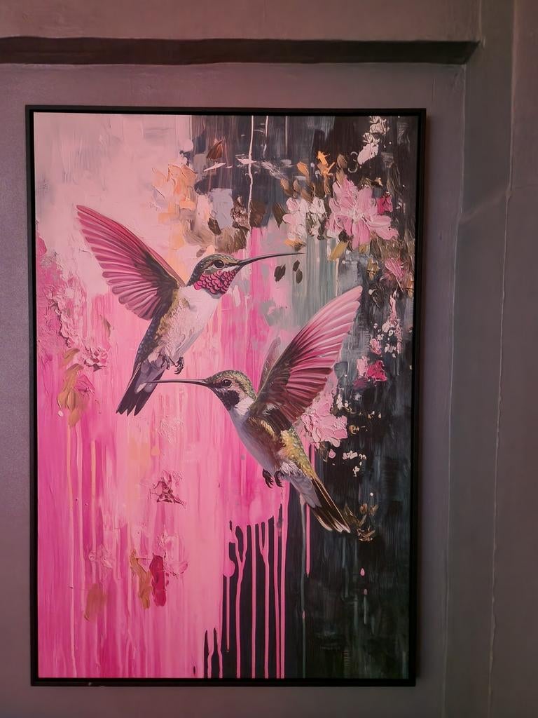 Canvas schilderij 'Dans van de Kolibries', Ophalen