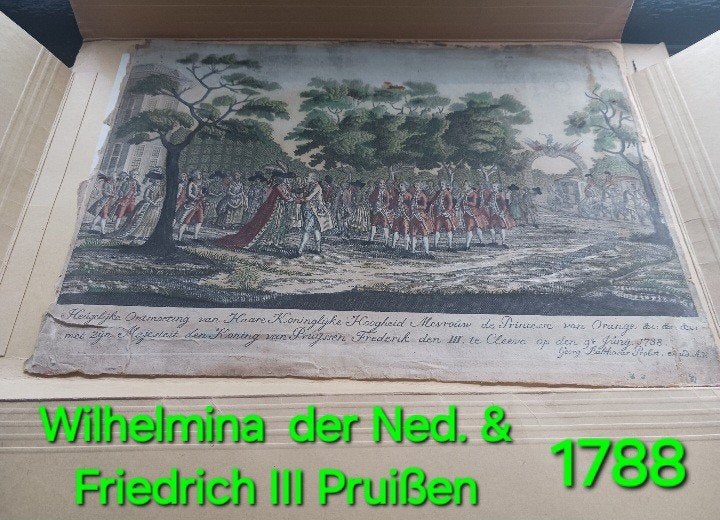 Prinses Wilhelmina te Cleeve juni 1788 gravure Probst, Antiek en Kunst, Kunst | Etsen en Gravures, Dagelijks leven, 22 cm, Ophalen of Verzenden