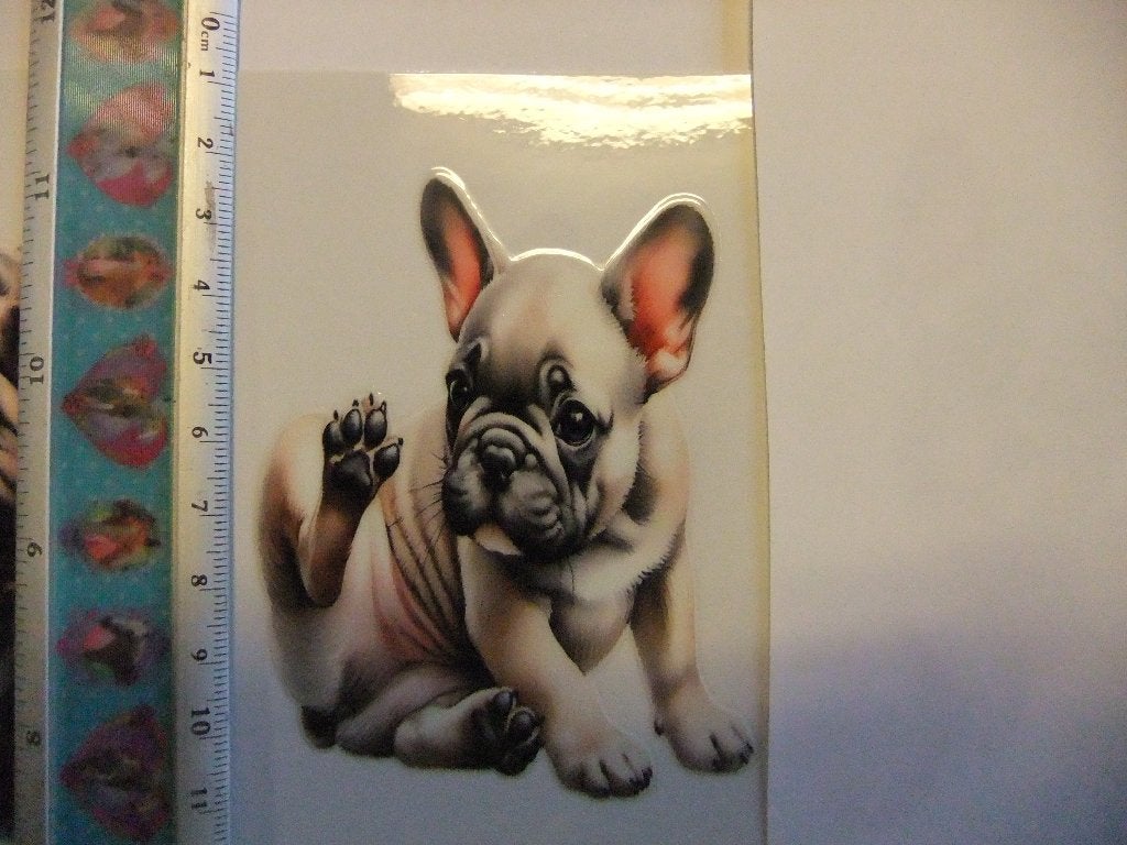 Leuke Franse Bulldog puppy sticker voor mok/glas(G), Kunststof, Overige merken, Verzenden, Overige typen