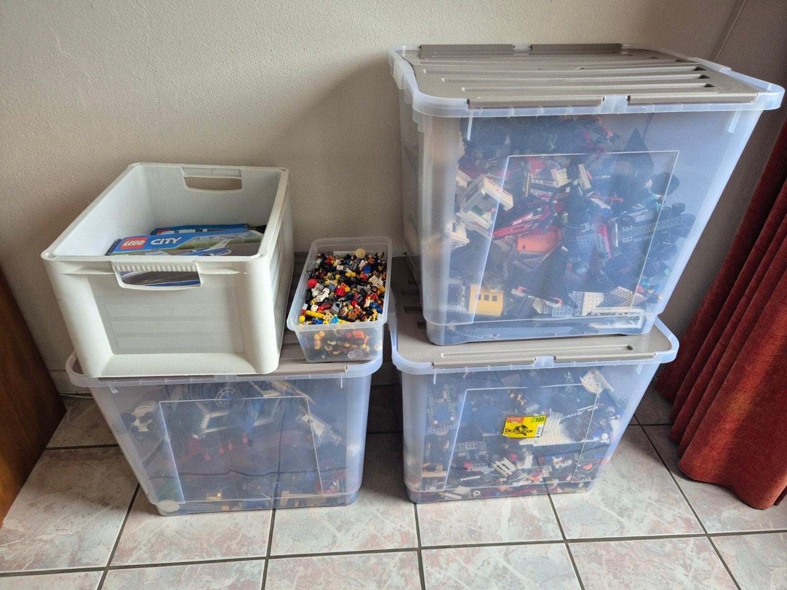 Grote partij LEGO met handleidingen en minifiguren, Ophalen, Gebruikt, Overige merken