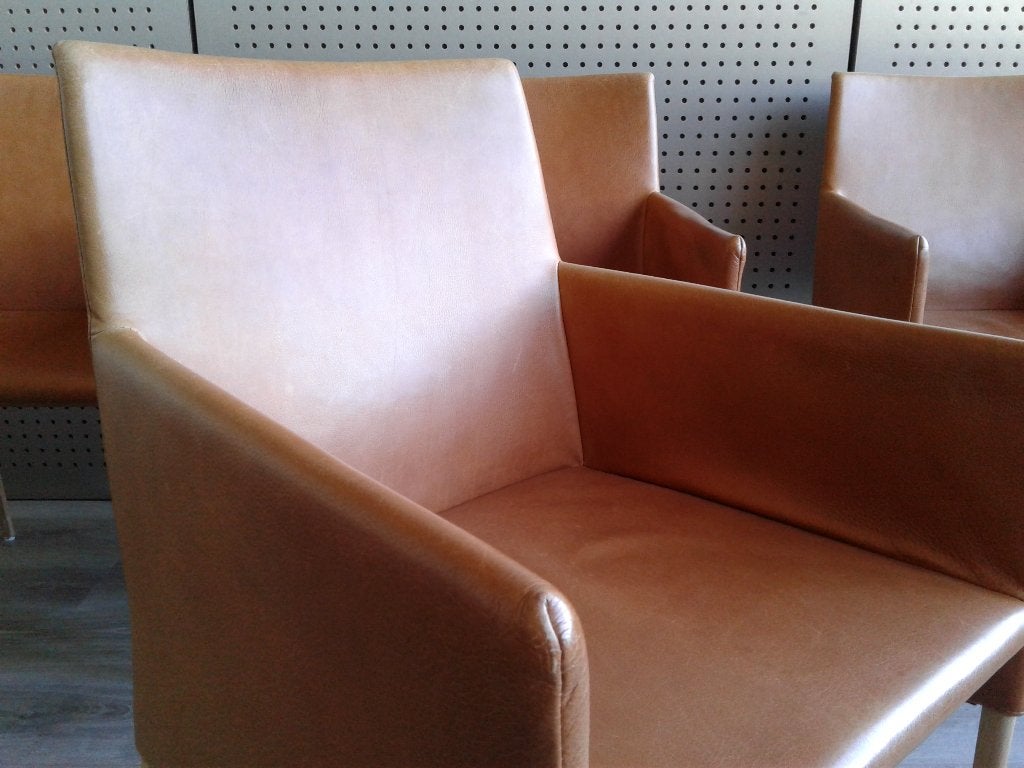 Set van 4x Montis Label Mali (Cognac Leder), Heel Mooi!, Huis en Inrichting, Ophalen, Hout, Zo goed als nieuw, Vier