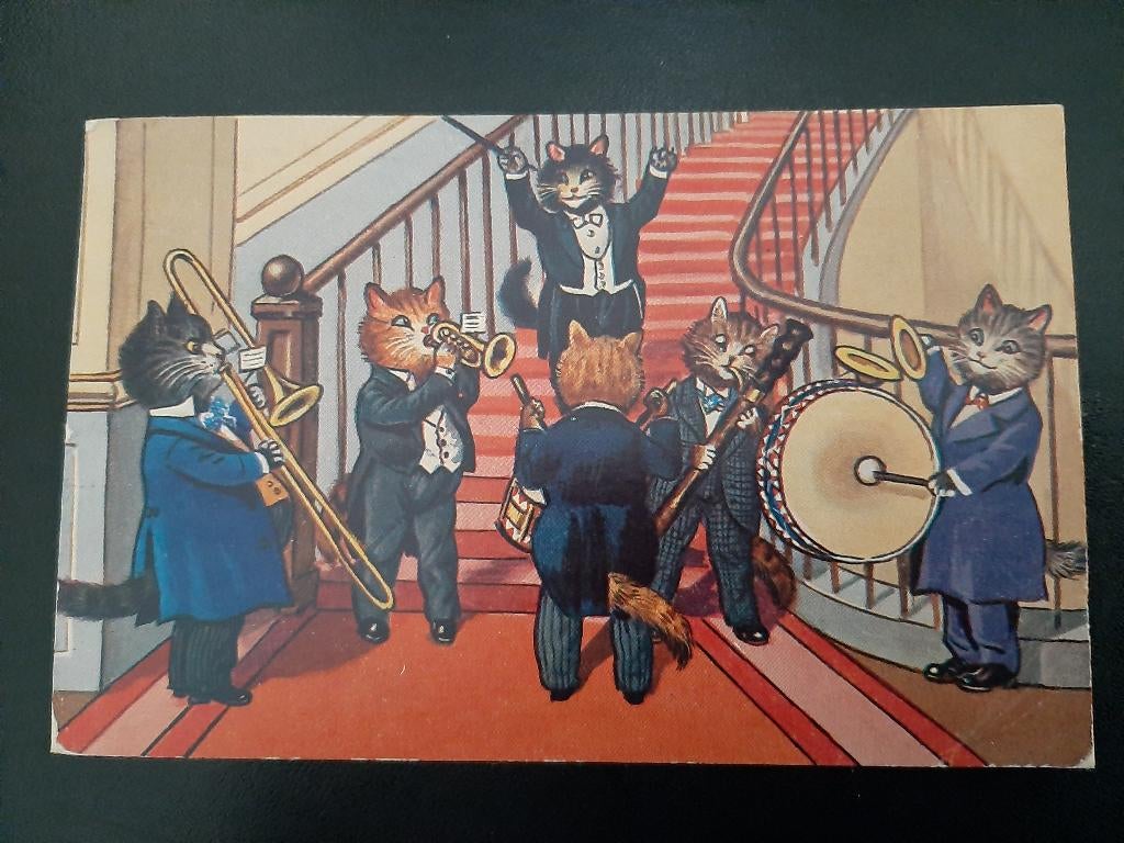 Aangeklede poezen maken muziek, orkest, gelopen, 1964, Verzenden, 1960 tot 1980, Gelopen, Hond of Kat