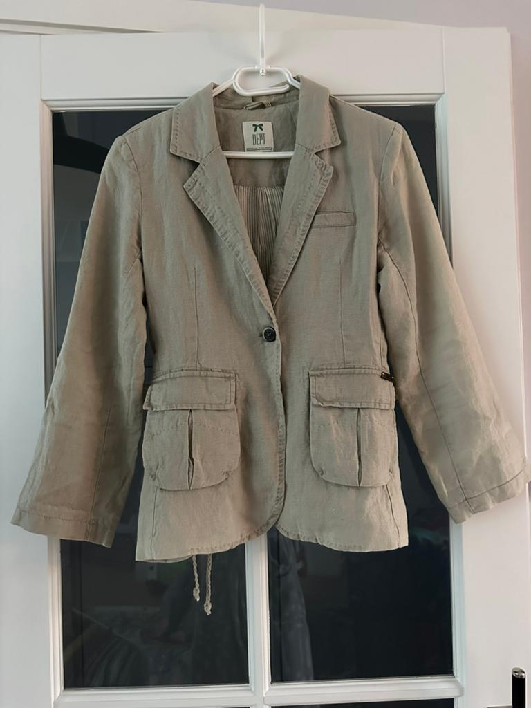 Nieuwe beige linnen blazer Dept maat L, Beige, Maat 42/44 (L), Nieuw, Ophalen of Verzenden
